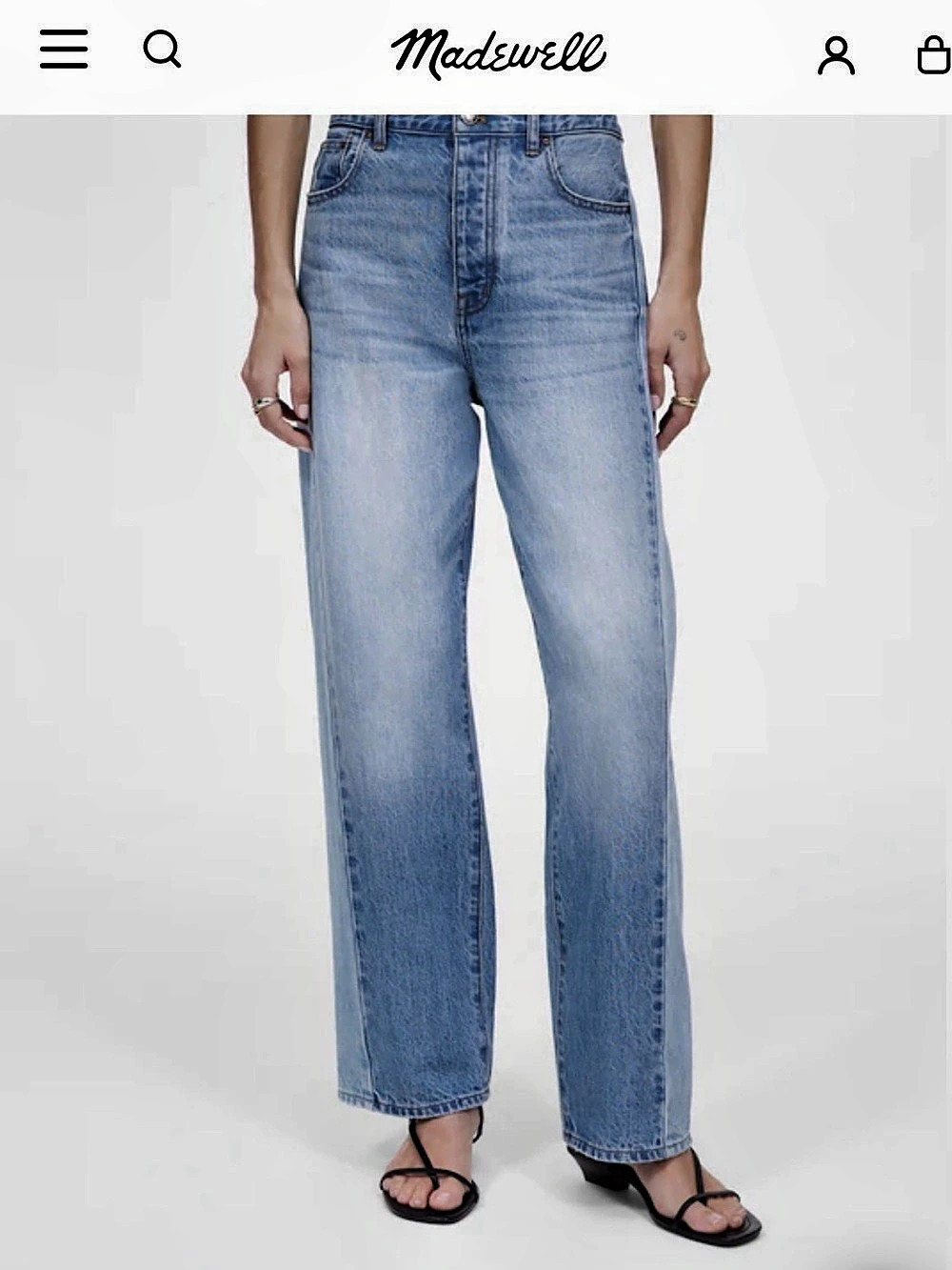 Madewell Pieced Barrel-Leg Jeans in Blue Waist 27